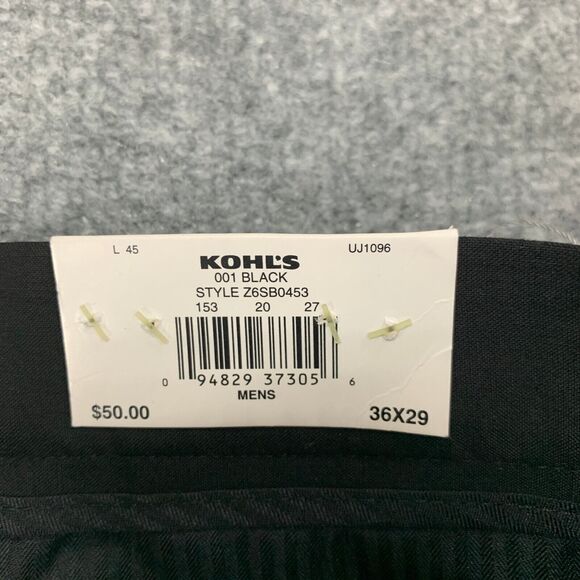 Apt. 9 Dress Pant Mens 36 Black Flat Front High Rise Rayon Blend Stretch Travel - Picture 4 of 16